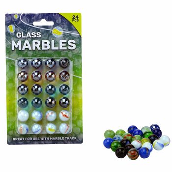 Stiklo Rutuliukai ant Kortelės - 24 Vnt (16mm)