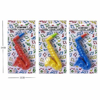 Žaislinis Saksofonas - 16 cm - Įvairios Spalvos - 12 vnt. Kortelėje