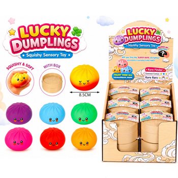 RAGE - LUCKY DUMPLINGS - Squishy Bun Dumplings DIDELI Matm. 8.5 x 8.5 x 4.8 cm - DISPLAY DĖŽUTĖJE (12 vnt.)