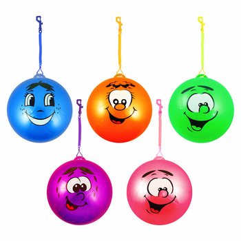 Tamprus Bungee kamuolys su Smiley veiduku ir virvute Ø 23 cm (24 vnt.)