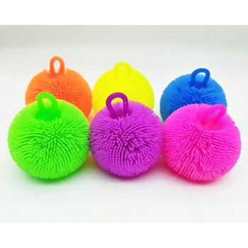 PUFFER KAMUOLIUKAS RY&Scaron;KIŲ SPALVŲ - 8CM - EKSPOZICIJOJE (12 vnt.)