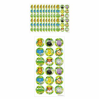 FUN STICKERS – DŽIUNGLĖS, 18 LIPDUKŲ LAPE (10 vnt.)