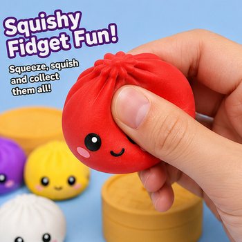 RAGE - Squishy SUGAR EDITION Bun Dumplings DIDELI (8.5 x 8.5 x 4.8 cm) - Viral 2026 Fidget žaislas (12 vnt.)