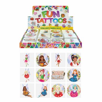 LINKSMOS TATUIRUOTĖS - MODELIS: FĖJA / FAIRY, pakuotėje 12 vnt. EKRANE (48 vnt.)