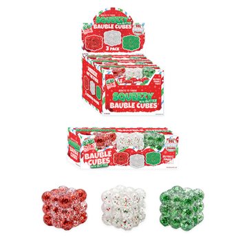 Spaudomi Blizgūs Kubeliai Squeezy Glitter Bauble - 3 vnt. Rinkinys - Su Cukraus Užpildu - Ekrane (6 Rinkiniai)