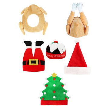 PRABANGUS LINKSMŲ KALĖDINIŲ KEPURIŲ RINKINYS - XMAS CAPS (6 vnt.)
