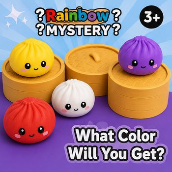 RAGE - Squishy SUGAR EDITION Bun Dumplings DIDELI (8.5 x 8.5 x 4.8 cm) - Viral 2026 Fidget žaislas (12 vnt.)