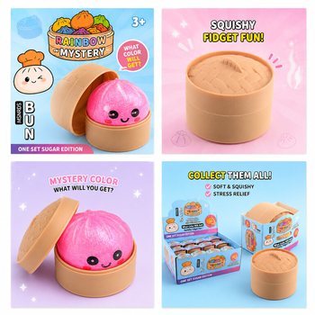 RAGE - Squishy SUGAR EDITION Bun Dumplings MAŽI (5.3 x 5.3 x 4.1 Cm) Viral 2026 Fidget Toy (24 vnt.)
