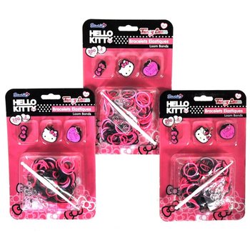 Elastinių apyrankių vėrimo rinkinys su pakabukais „Hello Kitty“ (12 vnt.)