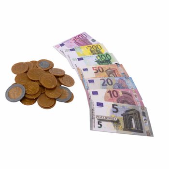 HOME SHOPPING &ndash; EURO Žaisliniai pinigai ir banknotai ant kortelės (6 vnt.)