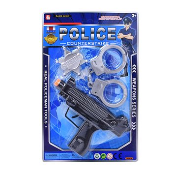 Policijos žaislų rinkinys su automatu, antrankiais ir ženkleliu (6 vnt.)