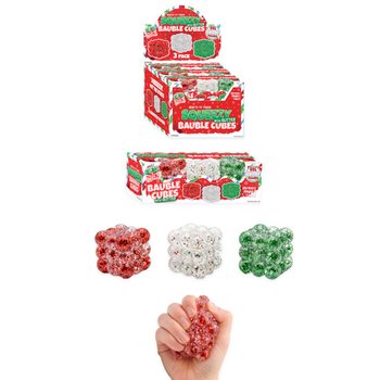 Spaudomi Blizgūs Kubeliai Squeezy Glitter Bauble - 3 vnt. Rinkinys - Su Cukraus Užpildu - Ekrane (6 Rinkiniai)