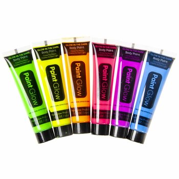 NEON Glow in the Dark Veido Dažai - UV Aktyvūs (Display 24 vnt)