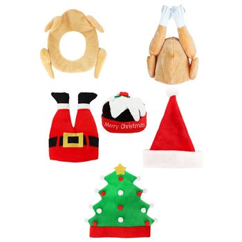 PRABANGUS LINKSMŲ KALĖDINIŲ KEPURIŲ RINKINYS - XMAS CAPS (6 vnt.)