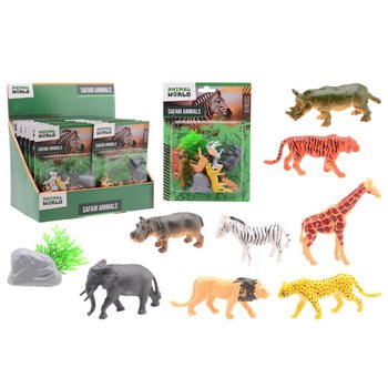 ANIMAL WORLD - SAFARIO GYVŪNŲ ŽAIDIMŲ RINKINYS 10 DALIŲ KORTELĖJE - DISPLĖJUJE (12 vnt.)