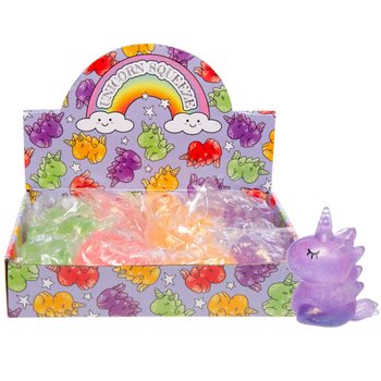 Vienaragių mink&scaron;ti žaislai (Squeeze Unicorn) - ekspozicinėje dėžutėje (12 vnt.)