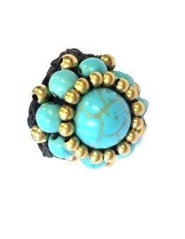 Ibiza stiliaus žiedas su turkiu | Boho žiedas