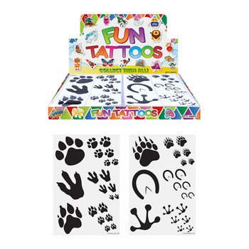 Laikinos tatuiruotės - Modelis: Gyvūnų Pėdų Antspaudai dėžutėje (96 vnt.)