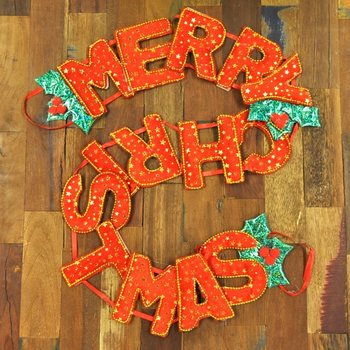 PRABANGI KALĖDINĖ GIRLIANDA „MERRY CHRISTMAS“ (6 vnt.)
