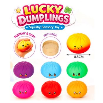 RAGE - LUCKY DUMPLINGS - Squishy Bun Dumplings DIDELI Matm. 8.5 x 8.5 x 4.8 cm - DISPLAY DĖŽUTĖJE (12 vnt.)