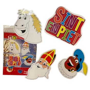 SINTERKLAAS SINT & PIET - 4 DALIŲ DVIPUSIŲ DEKORACINIŲ LENTELIŲ RINKINYS (6 vnt.)