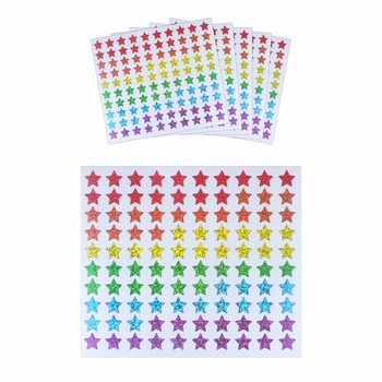 FUN STICKERS - SPALVOTŲ ŽVAIGŽDUČIŲ LIPDUKAI - 100 LIPDUKŲ LAPELYJE (5 vnt.)