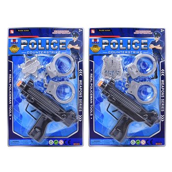 Policijos žaislų rinkinys su automatu, antrankiais ir ženkleliu (6 vnt.)