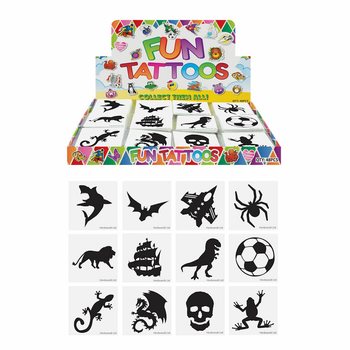 LINKSMOS TATUIRUOTĖS - MODELIS: BERNIUKAMS, pakuotėje 12 vnt. tatuiruočių EKSPOZICIJOJE (48 vnt.)
