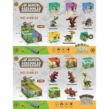 3D Dinozauro Konstravimo Rinkinys Dovanų Dėžutėje - Ekranas (8 vnt.)