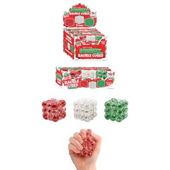 Spaudomi Blizgūs Kubeliai Squeezy Glitter Bauble - 3 vnt. Rinkinys - Su Cukraus Užpildu - Ekrane (6 Rinkiniai)