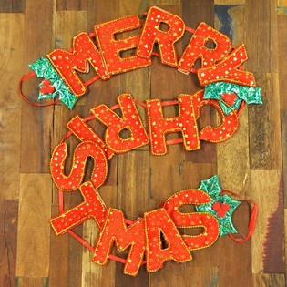 PRABANGI KALĖDINĖ GIRLIANDA &bdquo;MERRY CHRISTMAS&ldquo; (6 vnt.)
