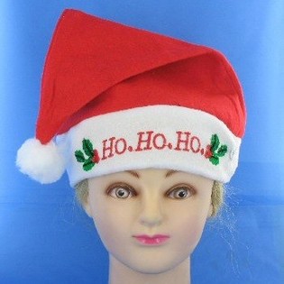 &Scaron;VIECIANTI KALĖDINĖ KEPURĖ SU "HO HO HO" (12 vnt.)