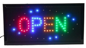 LED Šviečianti Reklama OPEN - 4 Spalvos - Mirksinti