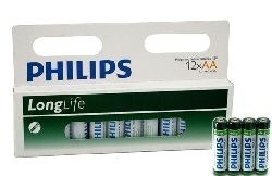 12x BATERIJOS "PHILIPS - SUPER HEAVY DUTY" AA - LONGLIFE (12 vnt. Blisteris)