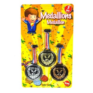 3 dalių medalių rinkinys ant kortelės (12 vnt.)