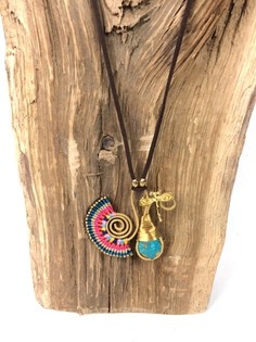 Rankų darbo Ibiza vėrinys HANDMADE ORIGINALS su Bluestone akmeniu Oranžinė/Mėlyna (1 vnt.)