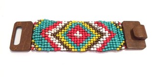 Ibiza Aztec Apyrankė su Mediniu Užsegimu Geltona (1 vnt.)