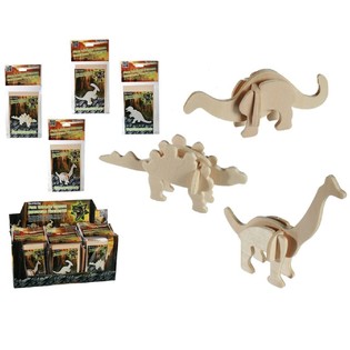 Medinė 3D dėlionė dinozaurai stende (72 vnt.)