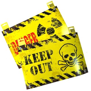 DEKORATYVINĖ DURŲ LENTELĖ - "DANGER" / "KEEP OUT" (12 vnt.)