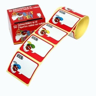 SINTERKLAAS DOVANŲ LIPDUKAI RULONE, 50 VNT. (10 pakuočių)