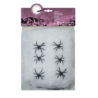 Dekoratyvinis Voratinklis 100g su 6 Vorais - Baltas (4 vnt.)