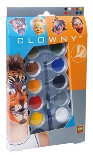 SES Clowny Vandens pagrindo Veido Dažai (10 spalvų) (1 vnt.)