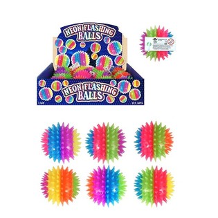 DIDELI NEONINIAI &Scaron;VIEČIANTYS &Scaron;OKLŪS KAMUOLIUKAI SPIKEY, 7,5 cm. EKRANE (12 vnt.)