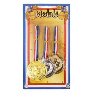 3 Nugalėtojų Medalių Rinkinys ant Kortelės (Auksas, Sidabras, Bronza) 6vnt