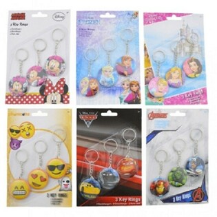 MIX DISNEY Pakabukai raktams 3 vnt. ant Kortelės (24 Kortelės)