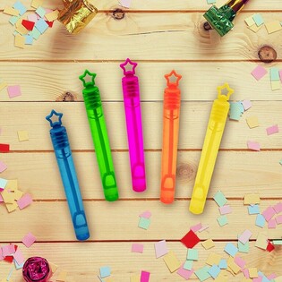 SPALVOTOS MINI MUILO BURBULŲ LAZDELĖS (1 pakuotė - 12 vnt.)