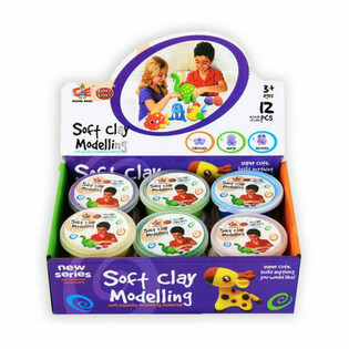 Mink&scaron;tas Plastilinas | Maži Plastilino Indeliai Display Pakuotėje (12 vnt.)