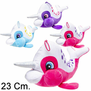 Pliu&scaron;inis Narvalas su Ragu - 23 cm - Įvairių Spalvų (12 vnt.)