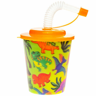 Puodelis „Dinozauras“ gėrimams/ledams su šiaudeliu - 250ml (12 vnt.)