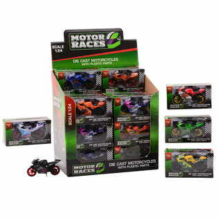 MOTOCIKLAS SUPER SPORT DIE CAST, 1:24 MASTELIO EKSPOZICIJOJE (24 vnt.)